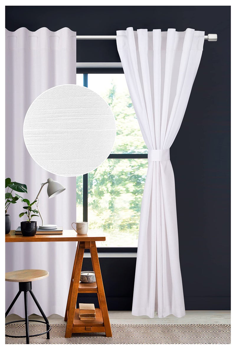 Light & Pro Lightnpro White Cotton Curtains 96 Inches Long - Set of 2 Farmhouse Tab Top Drapes 50x96 for Living Room, Bedroom, or Dining, Light Filtering Curtain Panels, Classic Window Treatment - Image 1